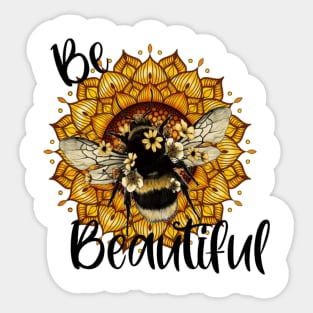 Be Beautiful Bee Sunflower Mandala Sticker